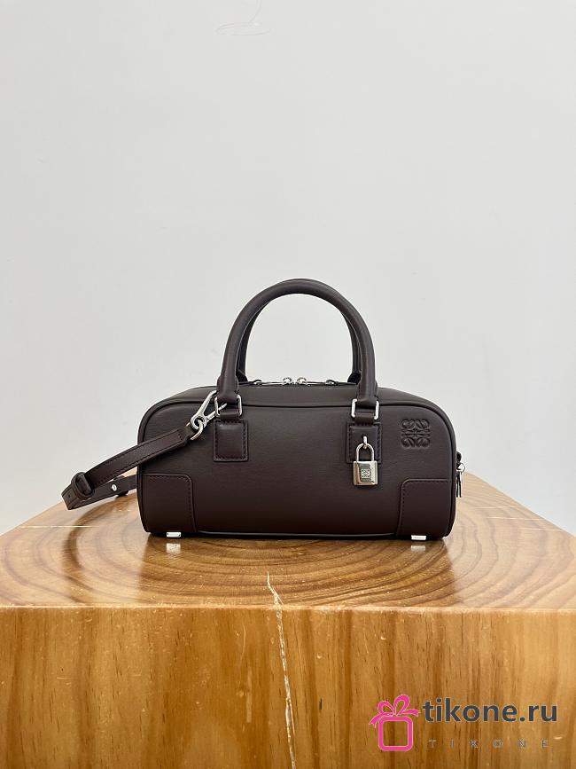 Loewe Amazona 23 Cropped Bag in Shiny Calfskin Dark Brown - 23x11x10cm - 1