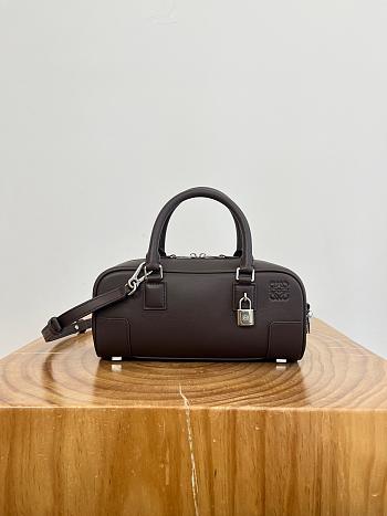 Loewe Amazona 23 Cropped Bag in Shiny Calfskin Dark Brown - 23x11x10cm