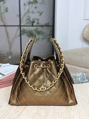 Chanel 25 Small Handbag Metallic Grained Calfskin & Gold Metal Dark Gold - 30x26x14cm - 5