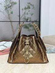 Chanel 25 Small Handbag Metallic Grained Calfskin & Gold Metal Dark Gold - 30x26x14cm - 4