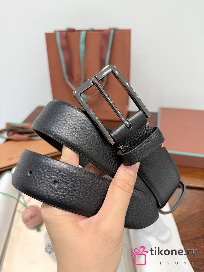 Loro Piana Alsavel Belt Calfskin Black 3.5cm - 1