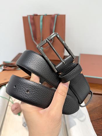 Loro Piana Alsavel Belt Calfskin Black 3.5cm