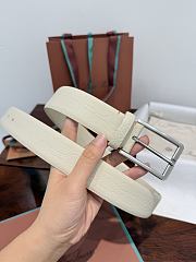 Loro Piana Alsavel Belt Calfskin White 3.5cm - 2