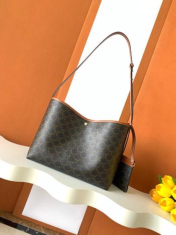 Celine Soft Shopper Bag In Triomphe Canvas And Calfskin - 32.5x24.5x14cm