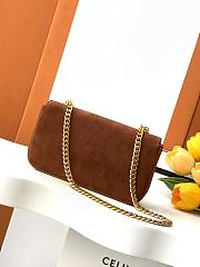 Celine Chain Shoulder Bag Triomphe In Suede Calfskin Brown - 20.5x10.5x4cm - 6
