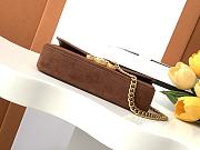 Celine Chain Shoulder Bag Triomphe In Suede Calfskin Brown - 20.5x10.5x4cm - 5