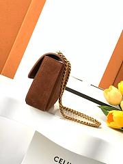 Celine Chain Shoulder Bag Triomphe In Suede Calfskin Brown - 20.5x10.5x4cm - 2