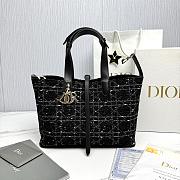 Medium Dior Toujours Bag Black Tweed with White Cannage Motif - 28.5x21.5x17cm - 1