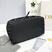 Medium Dior Toujours Bag Black Tweed with White Cannage Motif - 28.5x21.5x17cm - 2