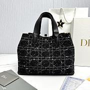 Medium Dior Toujours Bag Black Tweed with White Cannage Motif - 28.5x21.5x17cm - 5