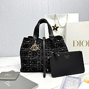 Medium Dior Toujours Bag Black Tweed with White Cannage Motif - 28.5x21.5x17cm - 6