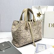 Medium Dior Toujours Bag Light Biscuit Tweed with White Cannage Motif - 28.5x21.5x17cm - 2