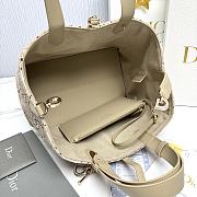 Medium Dior Toujours Bag Light Biscuit Tweed with White Cannage Motif - 28.5x21.5x17cm - 5