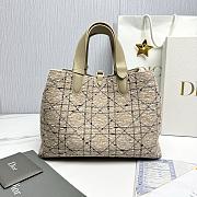 Medium Dior Toujours Bag Light Biscuit Tweed with White Cannage Motif - 28.5x21.5x17cm - 6