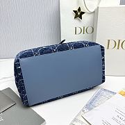 Medium Dior Toujours Bag Denim Blue Tweed with White Cannage Motif - 28.5x21.5x17cm - 4