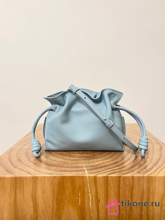 Loewe Mini Flamenco Clutch In Nappa Calfskin Light Blue - 23.9x18x9cm - 1