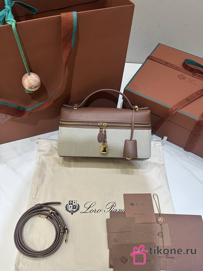 Loro Piana Extra Bag L23 Cotton Linen Caramel - 23x12x7cm - 1
