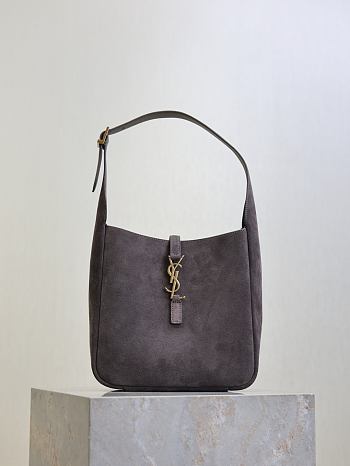 YSL Le 5 A 7 Supple Small Suede Shoulder Bag In Gray - 23×22×8.5cm
