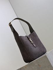 YSL Le 5 A 7 Supple Small Suede Shoulder Bag In Gray - 23×22×8.5cm - 4