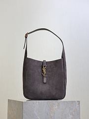 YSL Le 5 A 7 Supple Small Suede Shoulder Bag In Gray - 23×22×8.5cm - 3