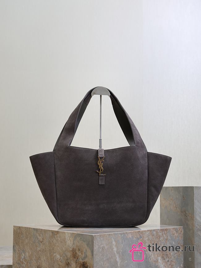 YSL Le 5 A 7 Bea In Suede Leather Gray - 50x28x18cm - 1