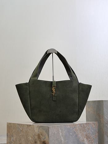 YSL Le 5 A 7 Bea In Suede Leather Green - 50x28x18cm