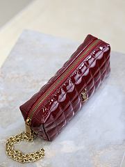 YSL Cassandre Matelasse Carre Pouch On Chain In Patent Burgundy - 18.5×8.5×4cm - 6