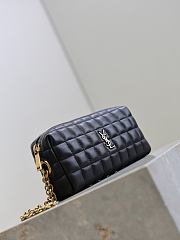 YSL Cassandre Matelasse Carre Pouch On Chain In Lamskin Black - 18.5×8.5×4cm - 5
