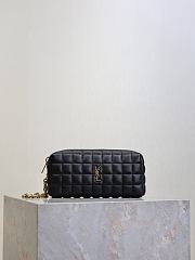 YSL Cassandre Matelasse Carre Pouch On Chain In Lamskin Black - 18.5×8.5×4cm - 4