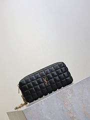 YSL Cassandre Matelasse Carre Pouch On Chain In Lamskin Black - 18.5×8.5×4cm - 3