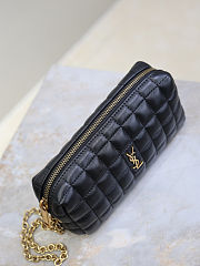 YSL Cassandre Matelasse Carre Pouch On Chain In Lamskin Black - 18.5×8.5×4cm - 2