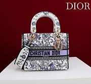 Dior Lucky Small Lady D-Lite Bag White and Blue Dior Night of Dreams Embroidery - 20x18x8cm - 6