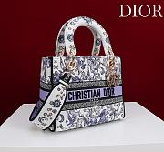 Dior Lucky Small Lady D-Lite Bag White and Blue Dior Night of Dreams Embroidery - 20x18x8cm - 5