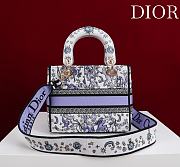 Dior Lucky Small Lady D-Lite Bag White and Blue Dior Night of Dreams Embroidery - 20x18x8cm - 3