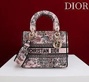 Dior Lucky Small Lady D-Lite Bag Pink Dior Flowers Calendar Allover Embroidery - 20x18x8cm - 1