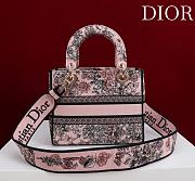 Dior Lucky Small Lady D-Lite Bag Pink Dior Flowers Calendar Allover Embroidery - 20x18x8cm - 5