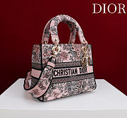 Dior Lucky Small Lady D-Lite Bag Pink Dior Flowers Calendar Allover Embroidery - 20x18x8cm - 3