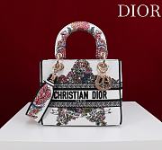 Dior Small Lady D-Lite Bag  Embroidered Canvas “Christian Dior Lucky” Floral Motif - 20x18x8cm - 1