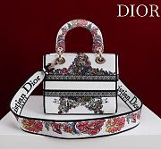 Dior Small Lady D-Lite Bag  Embroidered Canvas “Christian Dior Lucky” Floral Motif - 20x18x8cm - 6