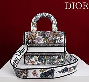 Dior Lucky Small Lady D-Lite Bag White Dior Flowers Calendar Allover Embroidery - 20x18x8cm - 5