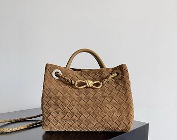 Bottega Veneta Small Andiamo Intrecciato Suede Brown - 25x20x10cm