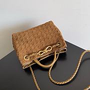 Bottega Veneta Small Andiamo Intrecciato Suede Brown - 25x20x10cm - 2