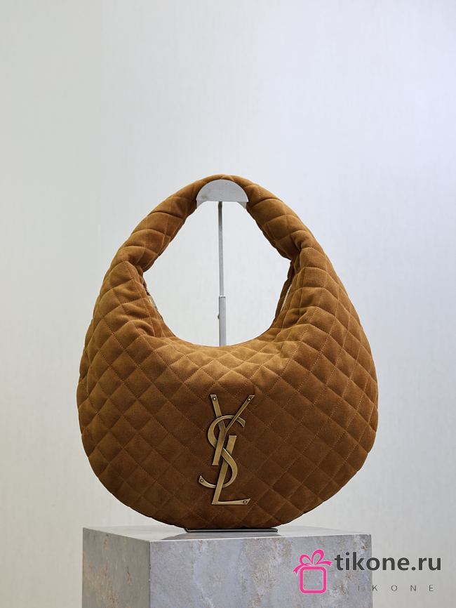 YSL Icare Hobo In Suede Brown - 44x30x7cm  - 1