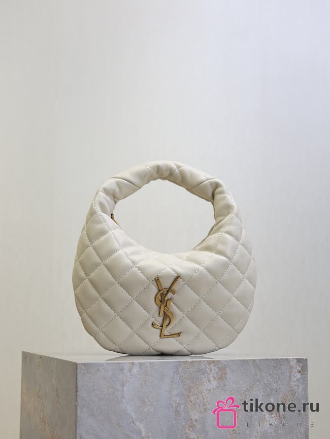 YSL Icarino in Quilted Nappa White - 17x13x3cm - 1