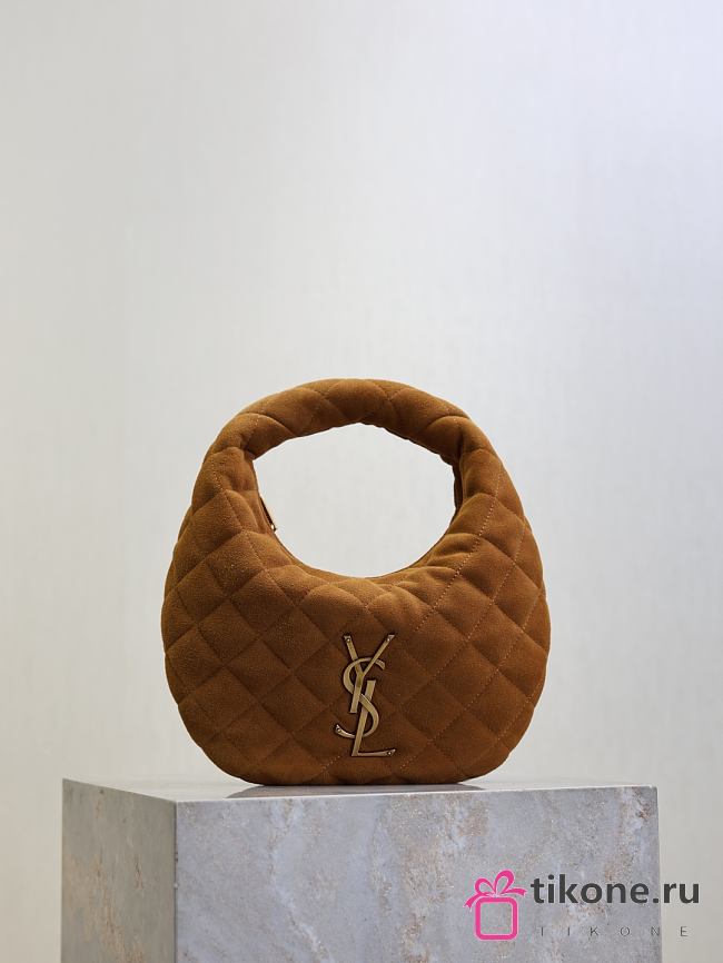 YSL Icarino in Suede Brown - 17x13x3cm - 1