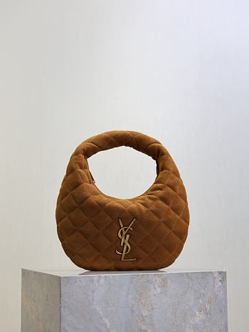 YSL Icarino in Suede Brown - 17x13x3cm