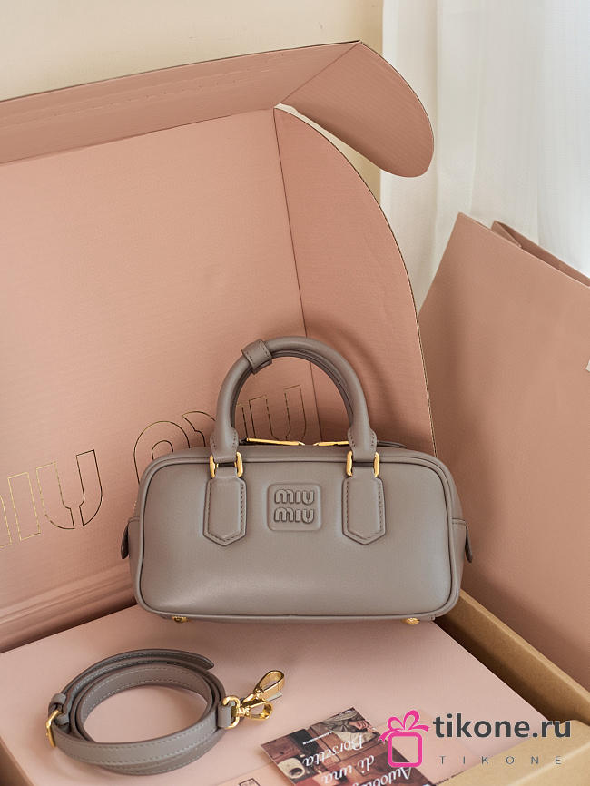 Miumiu Arcadie Leather Bag Gray - 22x10.5x7.5cm - 1