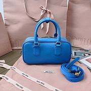 Miumiu Arcadie Grained Calf Leather Bag Blue - 22x10.5x7.5cm - 6