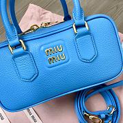 Miumiu Arcadie Grained Calf Leather Bag Blue - 22x10.5x7.5cm - 4