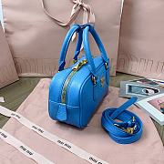 Miumiu Arcadie Grained Calf Leather Bag Blue - 22x10.5x7.5cm - 3